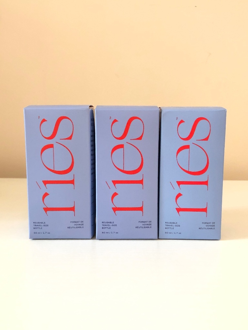 NWT RIES The Essential Refillable Travel Bottle 1.7oz 50ml 3-Pack Set BLUE - Picture 2 of 5